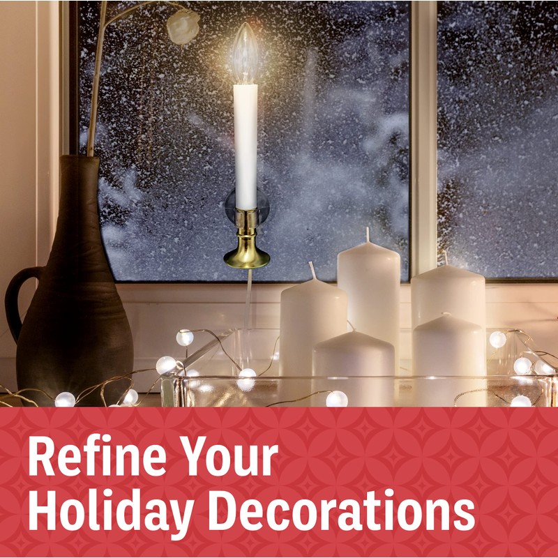 Holiday Joy - 1 Pack Christmas Window Candles with Sensor