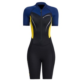 Women’s Neoprene Diving Suit1.5mm Short Sleeve Wetsuit One Piece Shorty Wetsuits Zipper Scuba Dive Swimsuit Snorkeling Surfing Swimwear 2XL