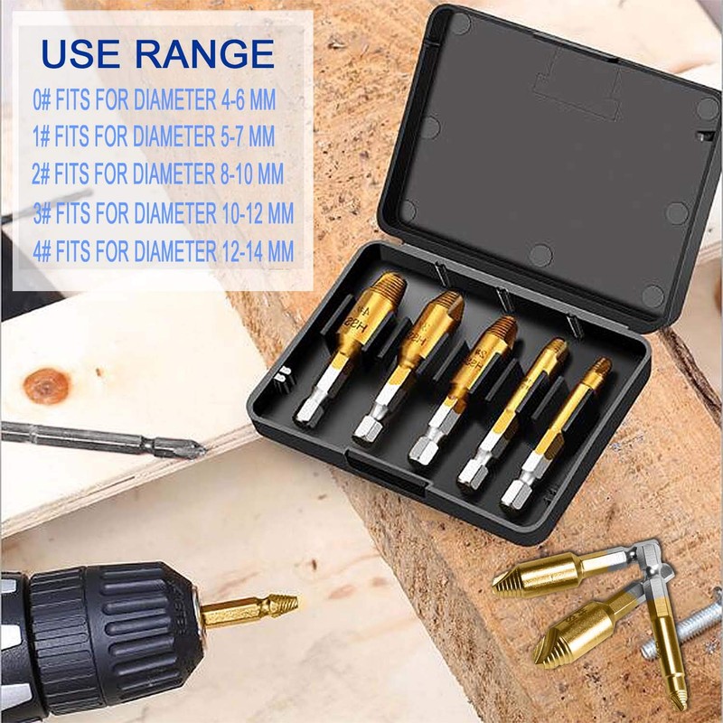 JONMON Screw Extractor - 5Pcs Damaged Screw Remover Kit Set,