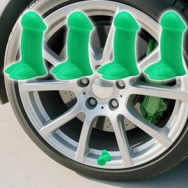 Prank Valve Stem Covers Creative Pencil Tire Valve Stem Caps Funny Glow in The Dark Universal Car Luminous Tire Stem Kit Dust Proof Covers Suitable for Cars,Bike,Trucks,Motor(Green 4pcs)