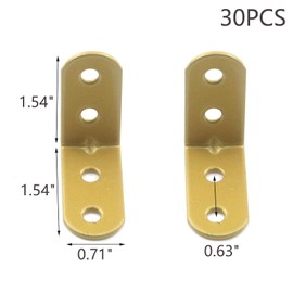 MY MIRONEY 1.54" x 1.54" Shelf Bracket Iron Heavy Duty L-Shaped Corner Brace Support Wall Mount Bracket L Joint Angle Brackets with Screws Pack of 30