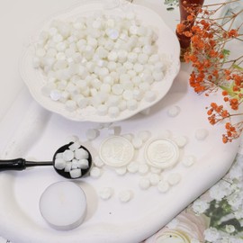Sealing Wax Beads Pearl White WaxSeal Beads, 600Pcs White WaxSealing Beads for Wax Seal Stamp, WaxSeal Beads Kit Perfect for Wedding Invitations, Christmas Envelopes (Pearl White)