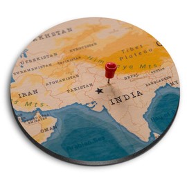 1 x Round MDF Magnet - New Delhi India World Map Indian 21937