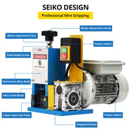 Electric Wire Stripper Machine, 0.05"-1" Wire Stripping Machine, Wire Stripping Tool for 1.5-25 mm Scrap Wire, Stripping Speed 60 ft/min, Copper Wire Stripper for Leftover Cable