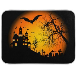 ALAZA - Tapete de secado de platos de Halloween para cocina y cubeta de cocina, microfibra absorbente, pequeño tapete de secado para encimeras de cocina, 16 x 18 pulgadas, 45 pulgadas