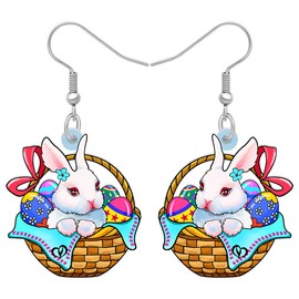 BAMAY Acrylic Easter Eggs Rabbit Earrings Hanging Jewellery Gifts for Women Girls Children Decoration, Acrylic