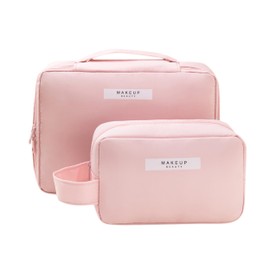 Cosmetic Bag, Pack of 2 Makeup Bag, Large Small, Waterproof Makeup Bag for Women and Girls (Pink), pink, Modern style