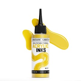 Kamenskaya Acrylic Inks for Artists - 'Bright Yellow' Acrylic Ink, 3.38 Fl Oz (100 ml)