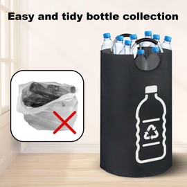 SOLARLAB Foldable deposit bottles collection container - large black deposit container - waterproof deposit bottle organiser, 600D Oxford fabric empty collection container