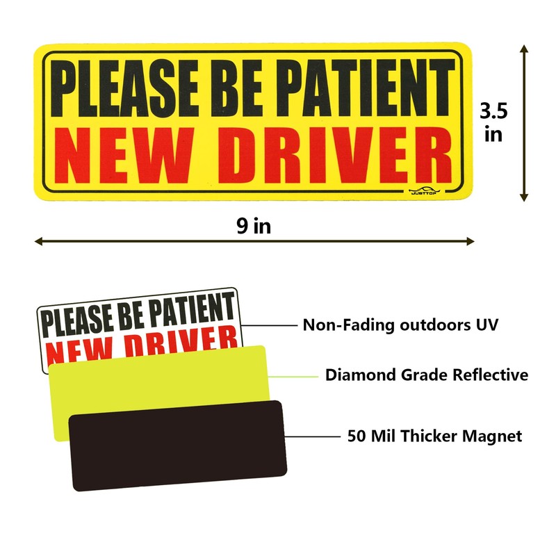 JUSTTOP New Driver Magnet for Car, Please Be Patient Student