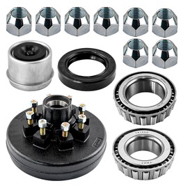 TPZZ 8 on 6.5" Trailer Brake Drum Kits,Fit12 x 2" Trailer Brakes Replacement for 7000 lbs Axle Drum Heavy Duty Assembly 8 Bolt Trailer Hub Drum-22004k