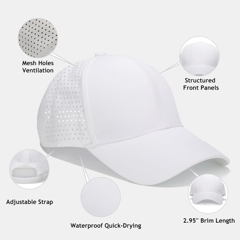 Men Breathable Quick Dry Baseball Cap Laser Perforated Mesh Ball