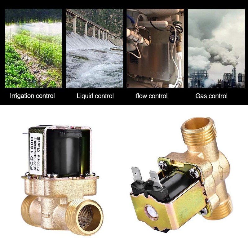 Nikou Solenoid Valve, 1/2" AC 220V Normally Closed Brass Electric