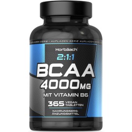 BCAA Tabletten 4000mg (pro Portion) | 365 Vegane Stück | Aminosäure Komplex mit Vitamin B6 | von Horbaach