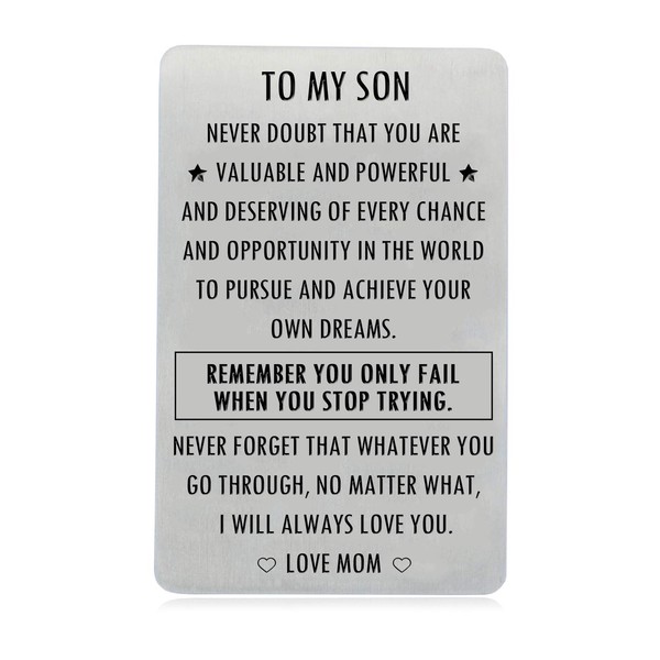 Inspirational Engraved Wallet Inserts to My Son from Mom, Gifts