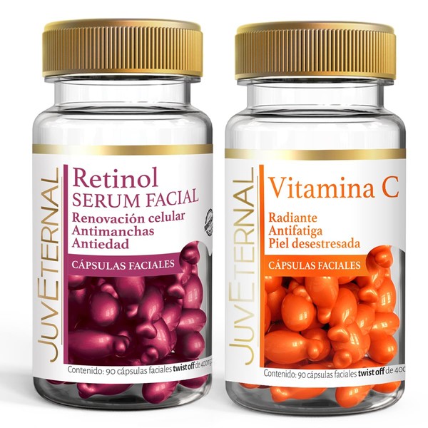 Juveternal Duo Cápsulas Faciales Retinol Cápsulas Faciales Vitamina C 90
