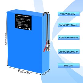 YASCO 24V 20AH Lithium Battery for 50-350w Motor