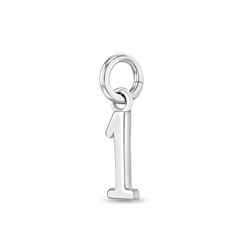 925 Sterling Silver Small Polished Number One Charm For Little
