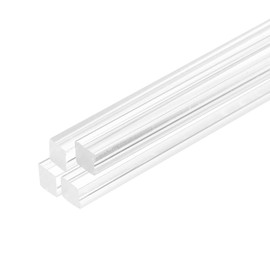 MECCANIXITY 4pcs Acrylic Square Rods 3/8" x 10" Clear Acrylic Dowel Rods Sticks Acrylic Plastic Sticks Strip for DIY Crafts Lighting Gardening Decorations - 10mm x 250mm