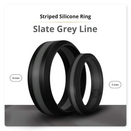 Knot Theory Grey Striped Silicone Ring for Men Women - 8mm Wedding Band Size 9