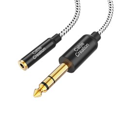 CableCreation 3.5 mm Jack to 6.35 mm Jack Cable 1FT, TRS 6.35 mm 1/4 Male to 3.5 mm 1/8 Female Stereo Jack Audio Adapter for Amplifier, Guitar, Piano, Laptop, Home Theater, Phone