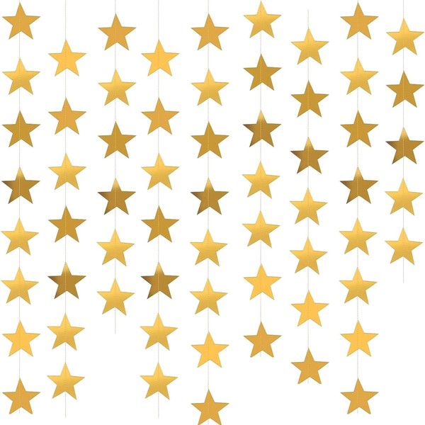 Golden Star Flag Garland Party Ribbon, Hanging Star Paper Bunting