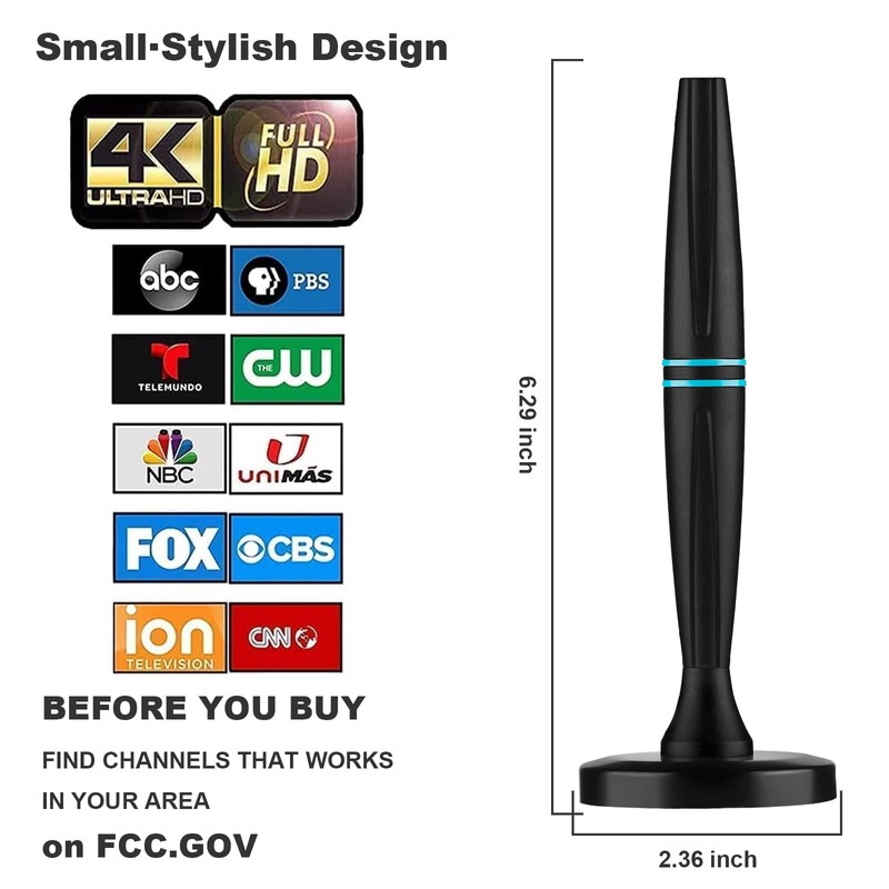 TV Antenna Indoor, Antenna for Smart TV, Support 4K 1080p
