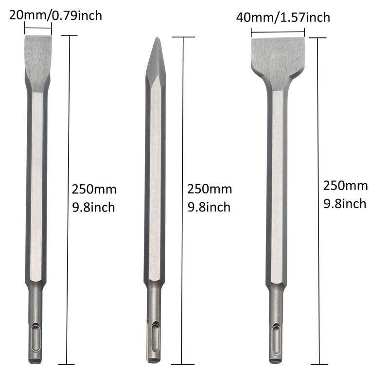 HPMAISON SDS-Plus Chisel Set, 3 PCS SDS-Plus Chisel Set Tool