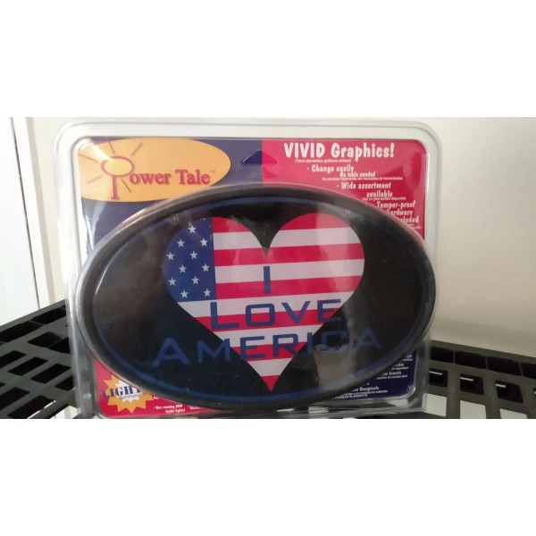 POWER TALE TRAILER HITCH LAMP I LOVE AMERICA FLAG