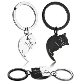ChunlongFour Couple Gifts for Boyfriend Girlfriend Him Her Friend Valentine's Day Gift Cute Cat Keychain Set Matching Couple Stuff Best Ideal Gift for Christmas Birthday