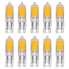 Simba Lighting G9 LED COB Light Bulb (10 Pack) 2W T4 20W to 25W Halogen Replacement for Pendants, Ceiling Lights, Desk Lamp, Wall Sconce, 120V JCD Bi-Pin Base Non-Dimmable, 2700K Warm White