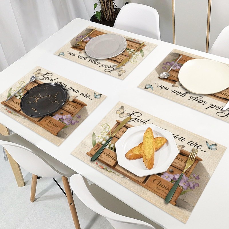 God Says You are Placemats Set of 4, Christian Placemats
