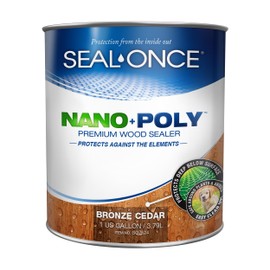 Seal-Once Nano+Poly Penetrating Wood Sealer with Polyurethane - Premium Waterproof Sealant -1 Gallon & Bronze Cedar