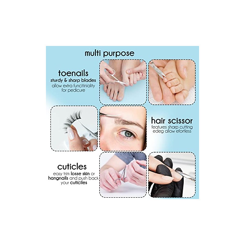 Tecto Professional Nail Scissors, Stainless Steel Manicure Scissors, Small Eyebrow,