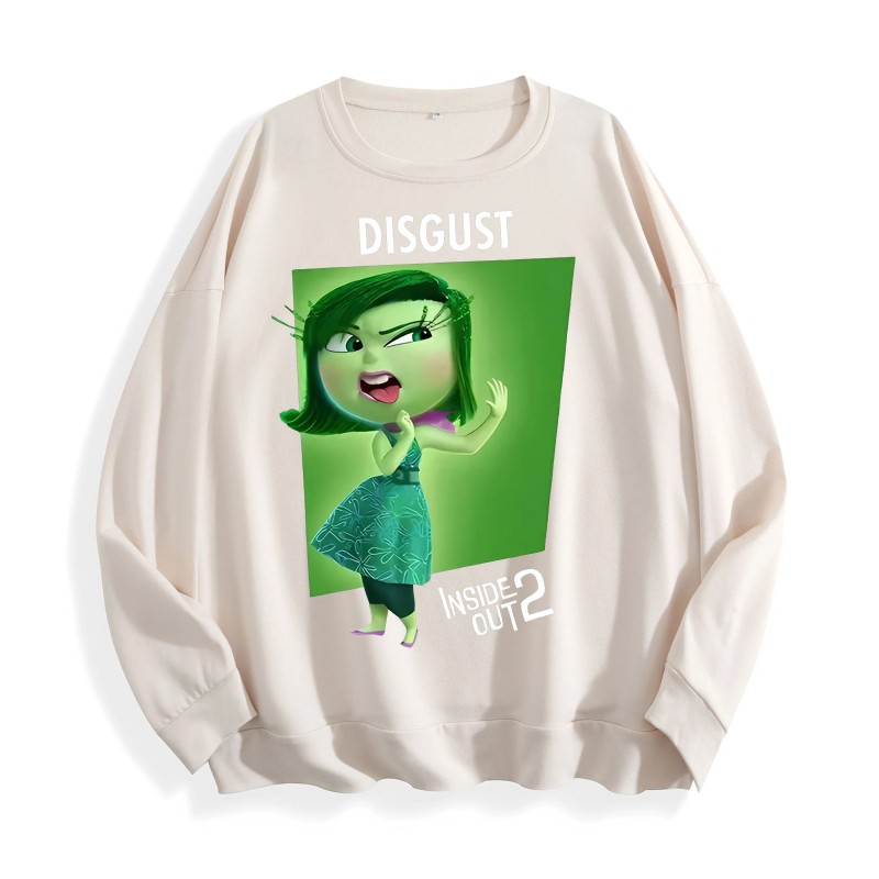 Inside Out 2 Disgust Character Graphic Crewneck Sweatshirt, US Warehouse,