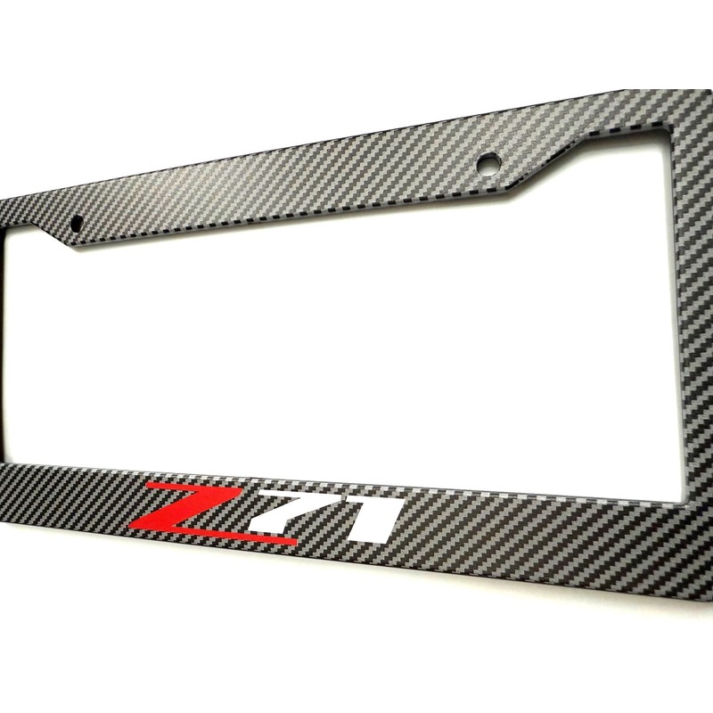 1PC Carbon Fiber Metal Z71 License Plate Frame Tag Cover