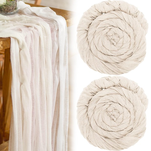 2 Pcs Cheesecloth Table Runner 35 Inch Boho Gauze Table