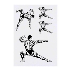 4 x 'Body Builder ' Temporary Tattoos - Water Resistant, Skin-Safe, Non-Toxic Transfers, Mixed Sizes (TO00069524)