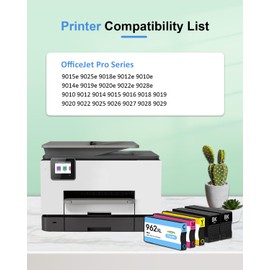 962XL Ink Cartridges Black Color Remanufactured Combo Pack Replacement for HP 962 XL Officejet Pro 9010 9012 9015 9018 9020 9025 9014 Printer (5-Pack,2Black/1Cyan/1Magenta/1Yellow)