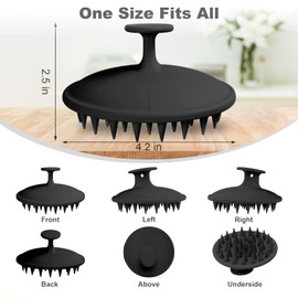 Meartchy Silicone Scalp Massager Shampoo Brush, Scalp Brush for Hair Growth & Dandruff Removal, Hair Scrubber Scalp Stimulator Exfoliator Brush with Soft Bristles for Wet Dry Scalp Care (Black)