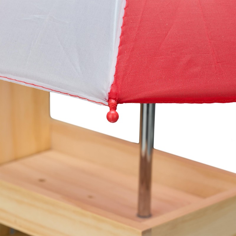 Relaxdays Wooden Squirrel Table, Squirrel Bench with 2 Umbrellas, Squirrel