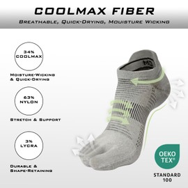 LenLuck Ankle Toe Socks for Men and Women - COOLMAX Five Finger Socks - High Performance Athletic Running Socks(3 Pairs)