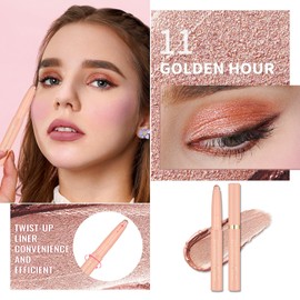 Oulac Champagne Nude Eyeshadow Stick – Twist-Up Pencil, Creamy Blendable Texture, Vegan & Cruelty-Free Eye Makeup, 1.25g, 11 Golden Hour