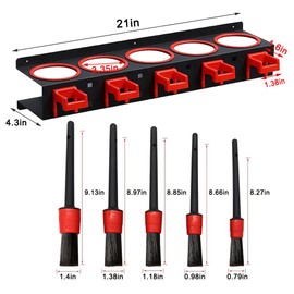 HBYCDSTF Spray Bottle Rack Organizer, 2 Pack Wall-mounted Spray Bottle Holder, Car Beauty Shop Spray Bottle Storage Rack, Auto Cleaning Detailing Tools Holder with 5 Hooks and 5 PCS Cleaning Brushes