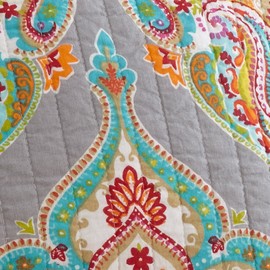 Levtex Marielle Grey Full/Queen Cotton Quilt Set, Grey, Damask