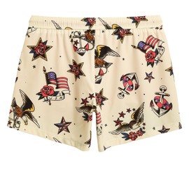 maamgic Mens 5.5 Inch Swim Trunks with Compression Liner Board Shorts Quick Dry Beach Swimwear with Zipper Pockets Beige and Red Eagle American Flag Small