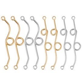 SUPERFINDINGS 8Pcs 4 Styles Twist Charms Dangle Earrings Making Pendants Brass Connector Charms for Earring Making Metal Long Charm Earring Making Findings with 2 Loops，Length:2.5-3cm