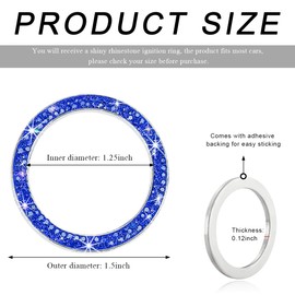 SHMZK Car Bling Crystal Rhinestone Engine Start Ring Decals, Sparkling Diamond Car Push Start Button Ignition Ring Sticker, Auto Key Ignition Knob Ring Decoration for Women Girls (Dark Blue)