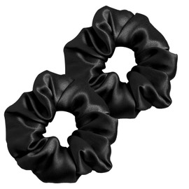 2 PCS Girl Scrunchie 100% Silk Hair Elastics Hair Elastics Hair Scrunchie Hair Elastics Pure Silk Big Scrunchie Hair Scrunchie Black