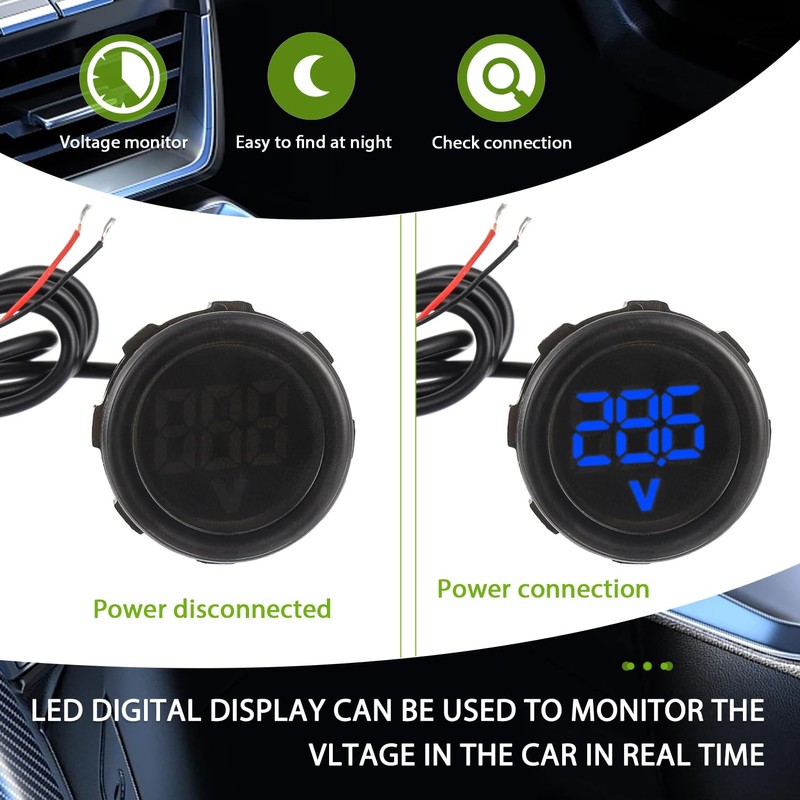EPLZON 2pcs Digital Voltmeter DC 4-100V 2 Wires 3-Digit LED